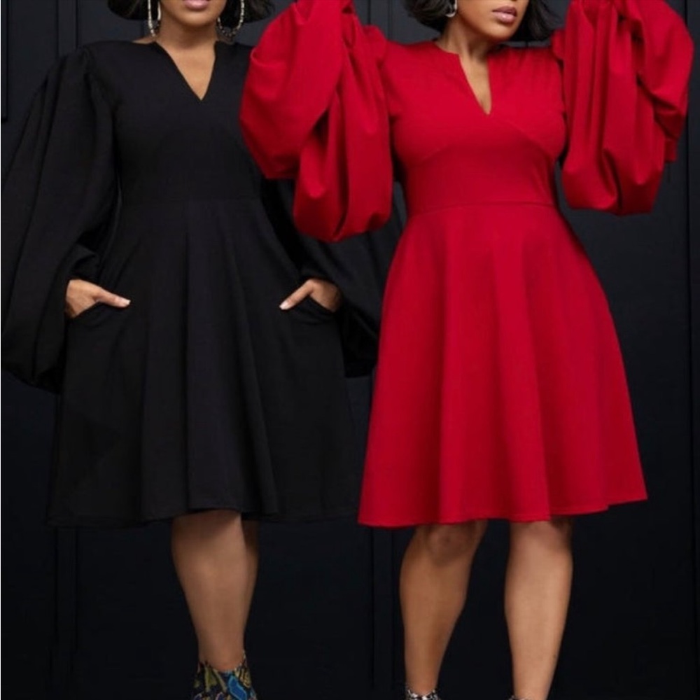 Elegant Red Dresses with Dramatic Sleeves